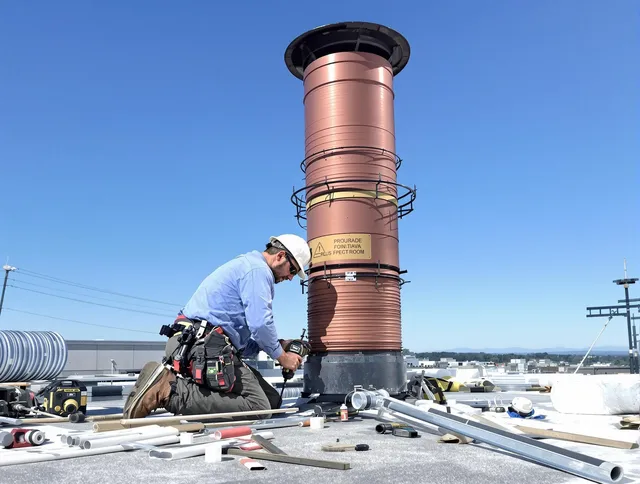 Installed chimney liner by Derby Chimney Sweep in Derby, CT