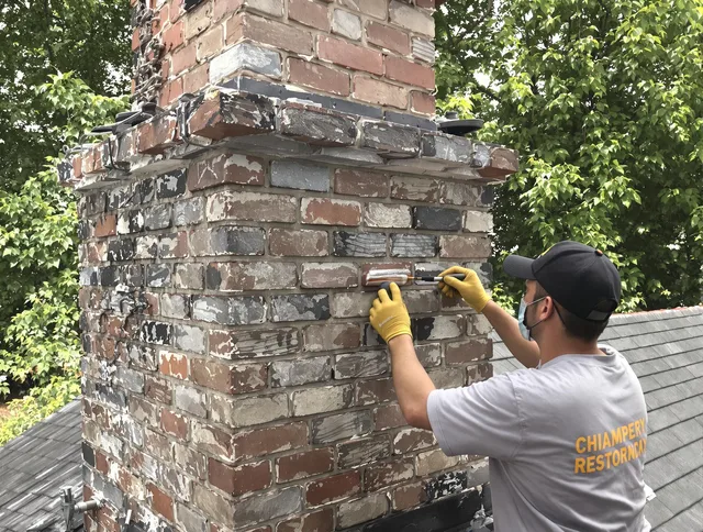 In-progress chimney restoration by Derby Chimney Sweep in Derby, CT
