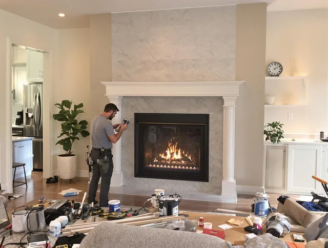Newly installed fireplace by Derby Chimney Sweep in Derby, CT
